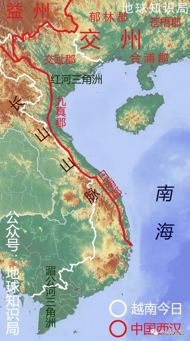 而从红河流域(越南北部)向南发展,则受到长山山脉的限制,以至于无论