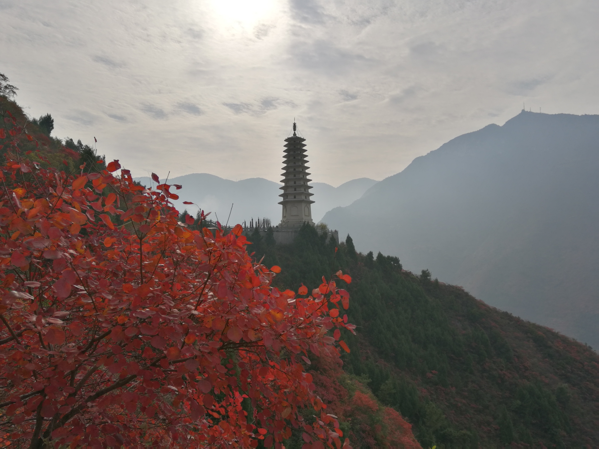 满山红叶似彩霞～重庆巫山文峰观