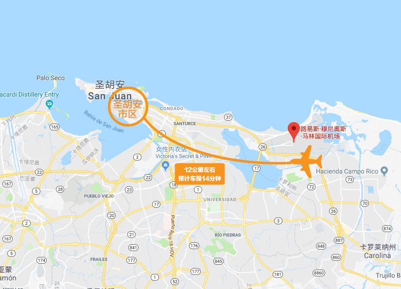 波多黎各圣胡安路易斯穆尼奥斯马林国际机场至市内单程接机多种车型可