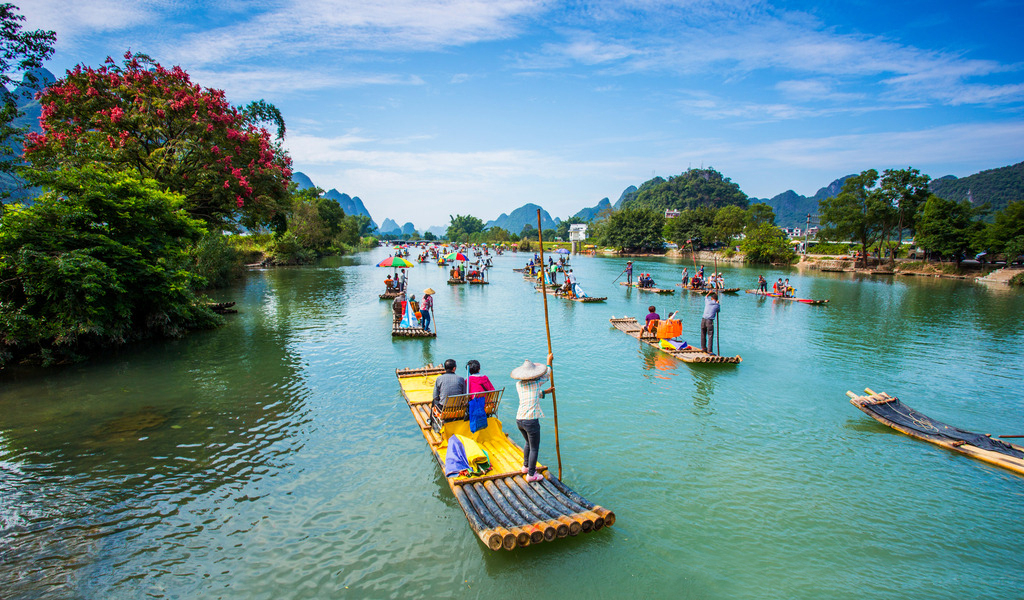 桂林阳朔纯玩3日游 小团欢乐游(往返动车票 2人即可成团 水陆空多种
