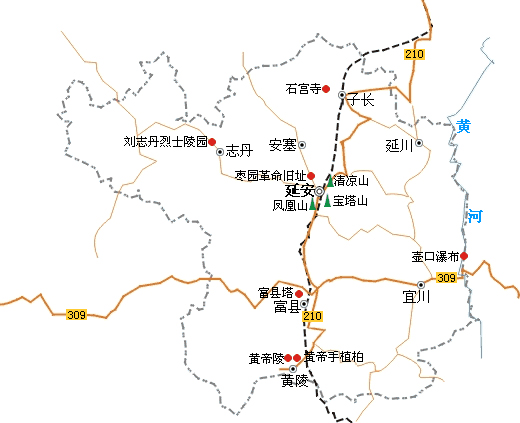 延安旅游景点 路线图图片