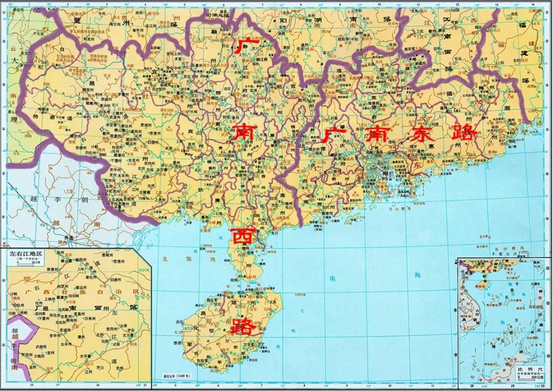 两广地区,标注@《中国自驾地理》 底图源自地图