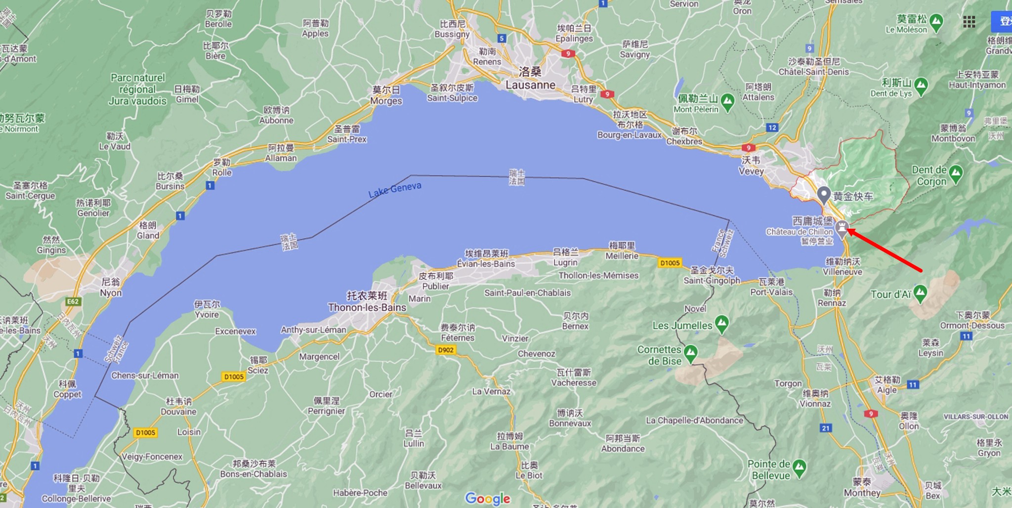 ch09teau de chillon)在日内瓦湖(莱芒湖)东岸小镇蒙特勒(montreux)