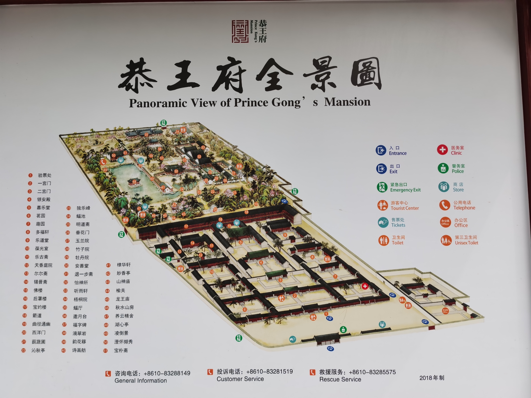 Prince Gong Mansion Tourist Map