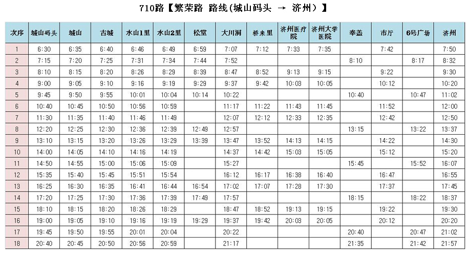 求济州岛710公交发车时间表 马蜂窝