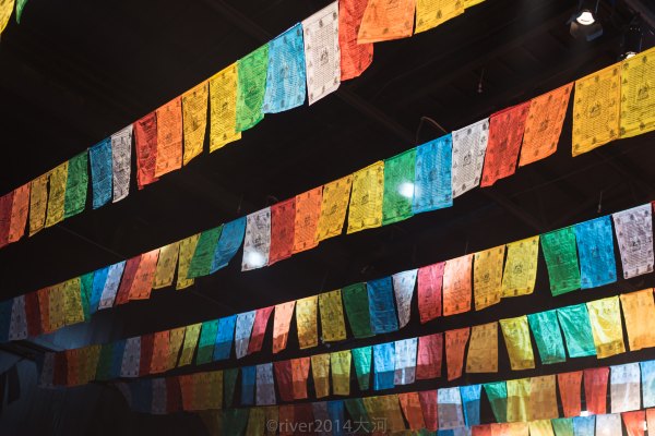 剧场上空飘来象征着吉祥的经幡,全场观众起立,永远记住了这一刻.