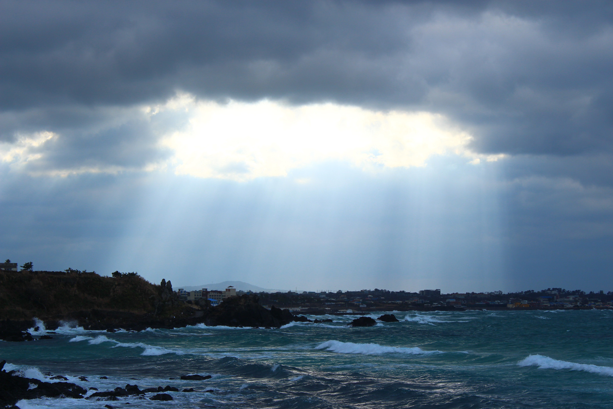 济州岛十二月单身狗吹着年末凌厉的风